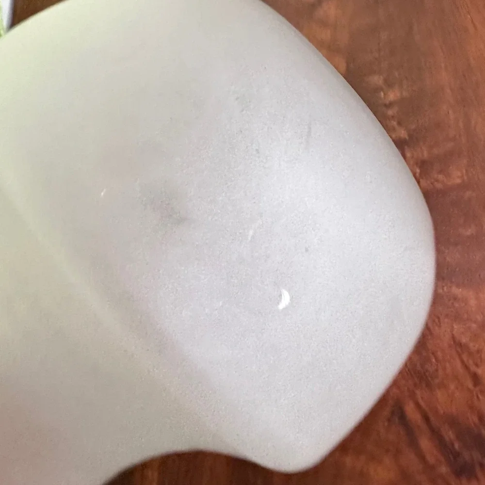 Viking Glass Frosted Satin Butterfly Vase Ruffled Rim Vintage White Floral 6in